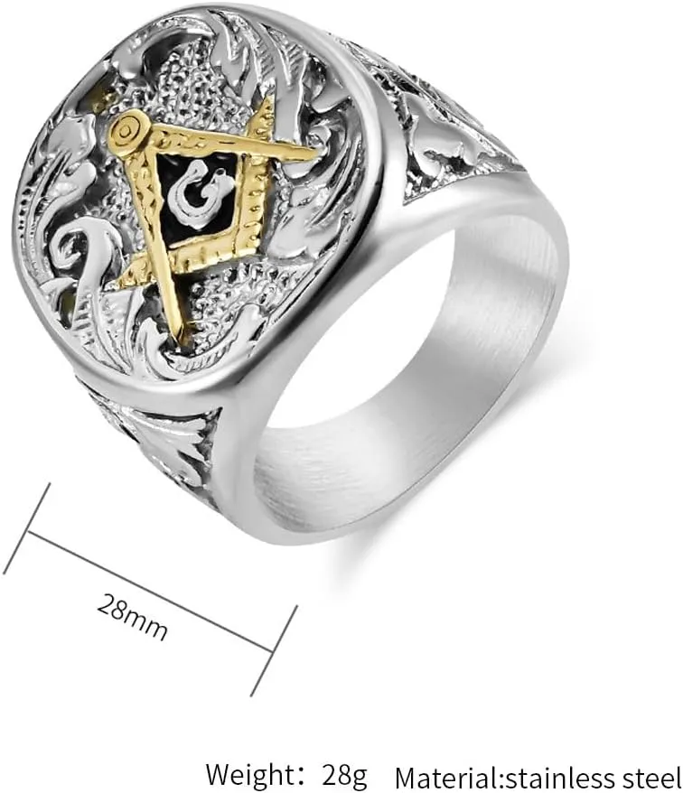 Stainless Steel Freemason Masonic Signet Rings Classic Master Mason Biker Band Jewelry Gifts
