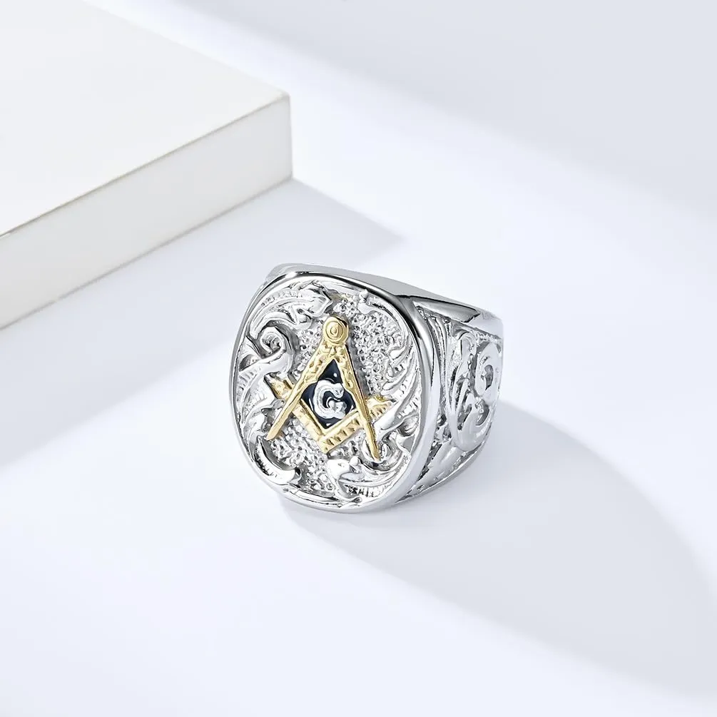 Stainless Steel Freemason Masonic Signet Rings Classic Master Mason Biker Band Jewelry Gifts