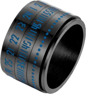 Stainless Steel Rings for Women, 14MM Arabic Numerals Time Luminous Rotatable Spinner Ring, Silver/Black/Gold Size 7-12