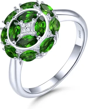 Statement Rings for Women S925 Sterling Silver Genuine Natural Gemstone Chrome Diopside Tanzanite Birthstone Promise Ring Classic Style Fine Jewelry