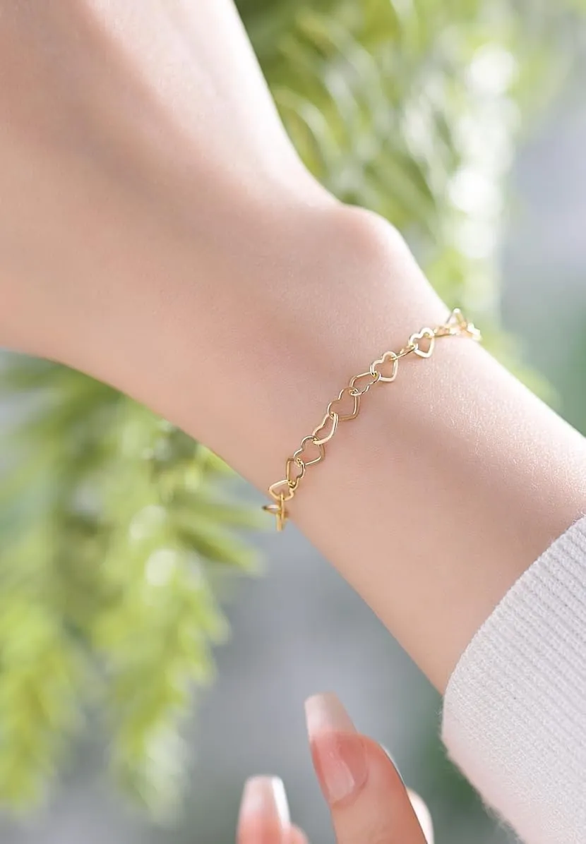 Sterling Silver Heart Chain Bracelet, Forever Bracelets For Couples, Friendship Gift
