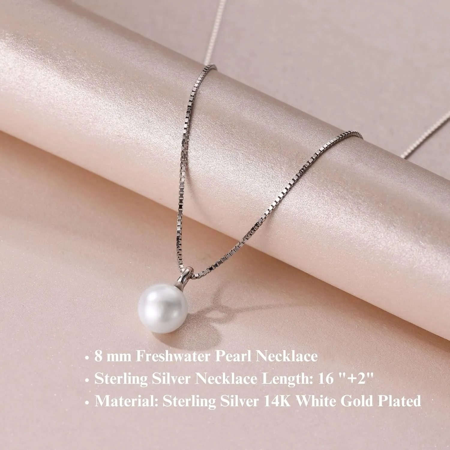Sterling Silver Pearl&CZ Pendant Necklaces, 14K Gold-plated Adjustable Chain Jewelry Gift Hypoallergenic&Non Tranish for Women/Her Easter Mothers Day Birthday Graduation Wedding Present