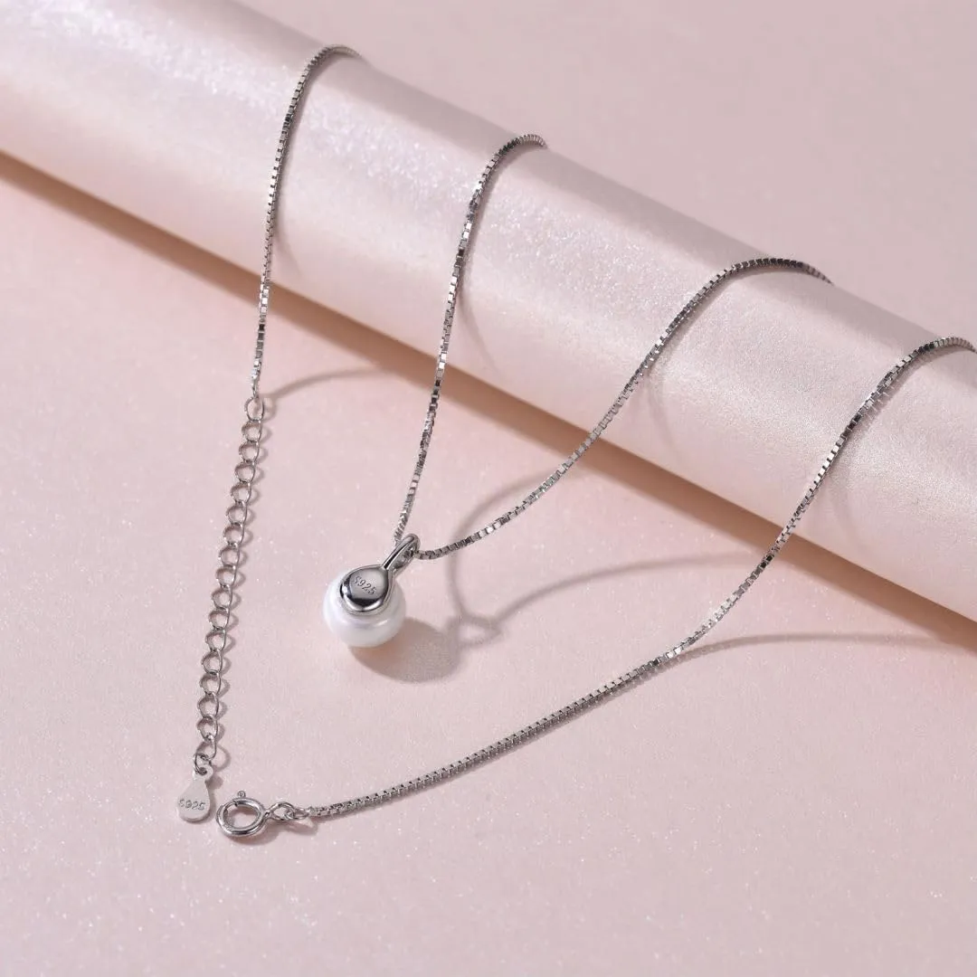 Sterling Silver Pearl&CZ Pendant Necklaces, 14K Gold-plated Adjustable Chain Jewelry Gift Hypoallergenic&Non Tranish for Women/Her Easter Mothers Day Birthday Graduation Wedding Present