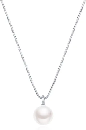 Sterling Silver Pearl&CZ Pendant Necklaces, 14K Gold-plated Adjustable Chain Jewelry Gift Hypoallergenic&Non Tranish for Women/Her Easter Mothers Day Birthday Graduation Wedding Present