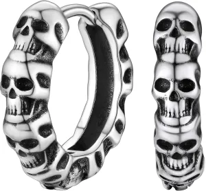 Suplight Vintage 10mm Cuban Chain/Skull Skeleton/Infinity Symbol Hoop Earrings, 925 Sterling Silver/Black Plated Huggie Hoop Earrings for Men Women (with Gift Box)