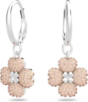 Swarovski Latisha Hoop Earrings, Flower, Pink, Rhodium Finish