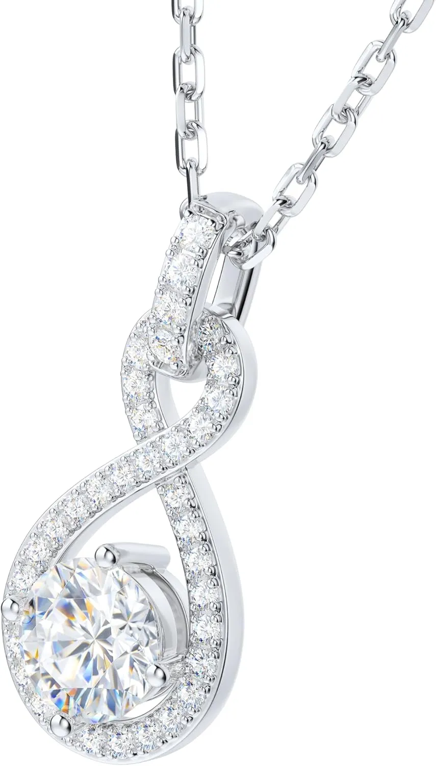 THELANDA Genuine Moissanite Sterling Silver Classic Vertical Infinity 1.2 Carat Pendant Necklace, Adjustable 18-20 Inch Chain with Lobster Clasp, Elegant Jewelry Gift for Women