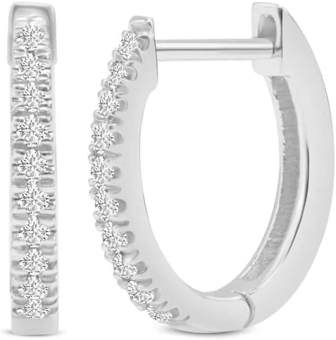 TimeLess Classics 10K Gold Natural Diamond Small Huggie Hoop Earrings For Women - 0.10 CTW | Color J-K | Clarity I2-I3