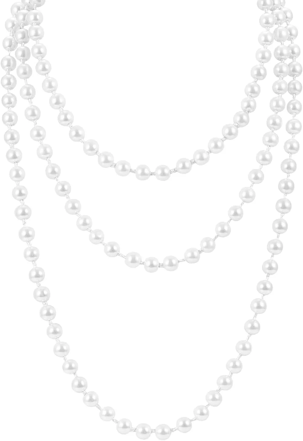 TINKSKY Fake Pearls Necklace Retro Pearls Long Necklace Chain for Party Favors Costume Necklace, for Women Girls