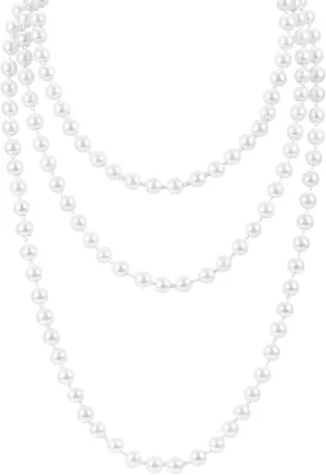 TINKSKY Fake Pearls Necklace Retro Pearls Long Necklace Chain for Party Favors Costume Necklace, for Women Girls