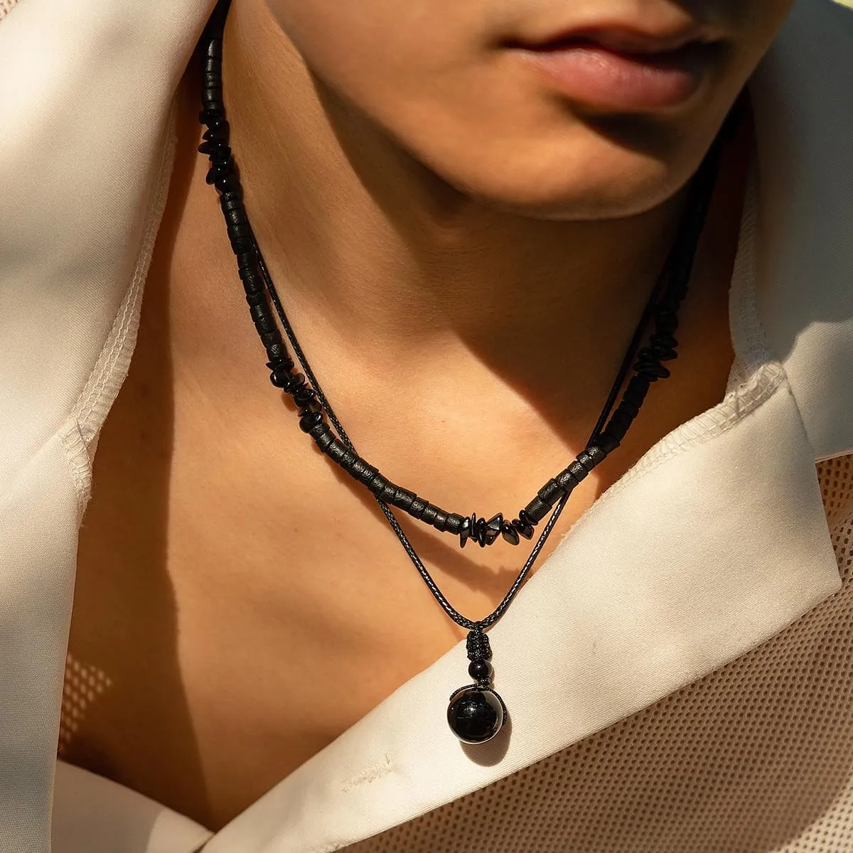 Todu Layered Boho Necklaces for Women Earthy Coconut Shell Wooden Stone Beaded Choker Tigers Eye Beads Energy Chakra Pendant Necklace Vintage Summer Beach Hawaiian Surfer Jewelry for Men
