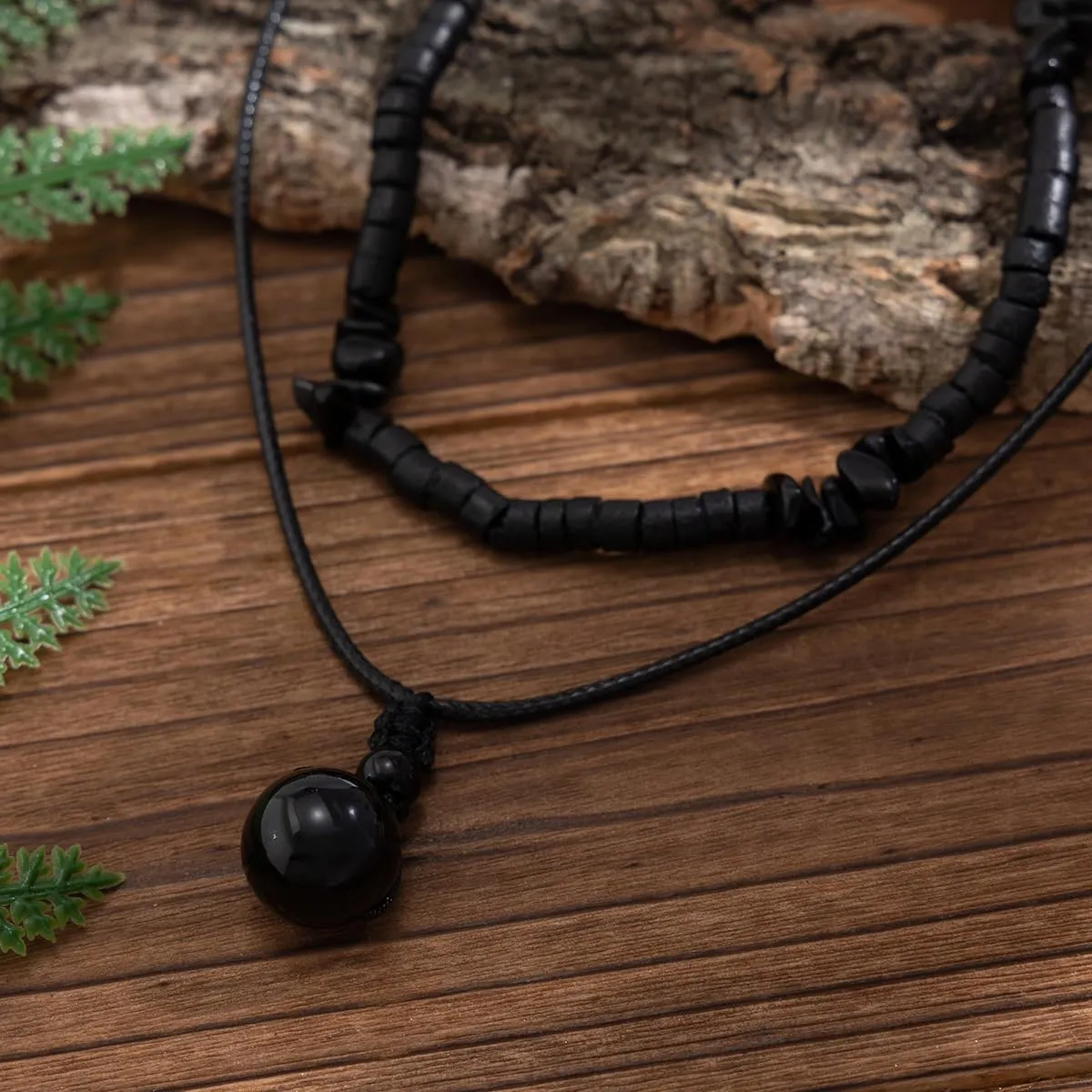 Todu Layered Boho Necklaces for Women Earthy Coconut Shell Wooden Stone Beaded Choker Tigers Eye Beads Energy Chakra Pendant Necklace Vintage Summer Beach Hawaiian Surfer Jewelry for Men