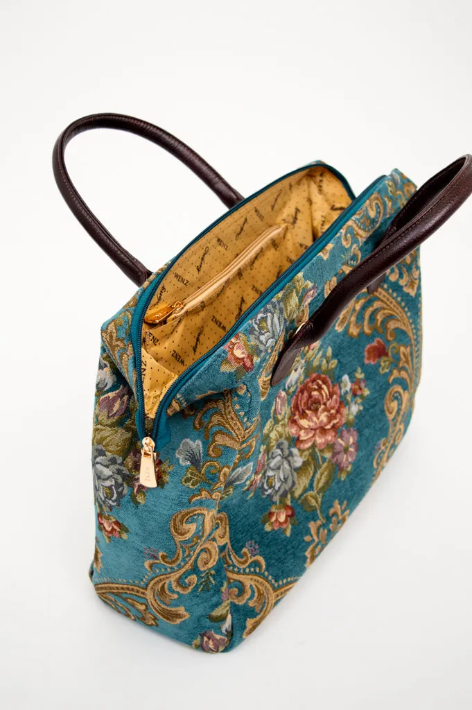 Turquoise Victorian Flower Handbag