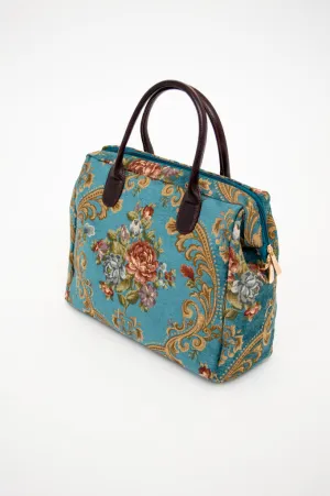 Turquoise Victorian Flower Handbag