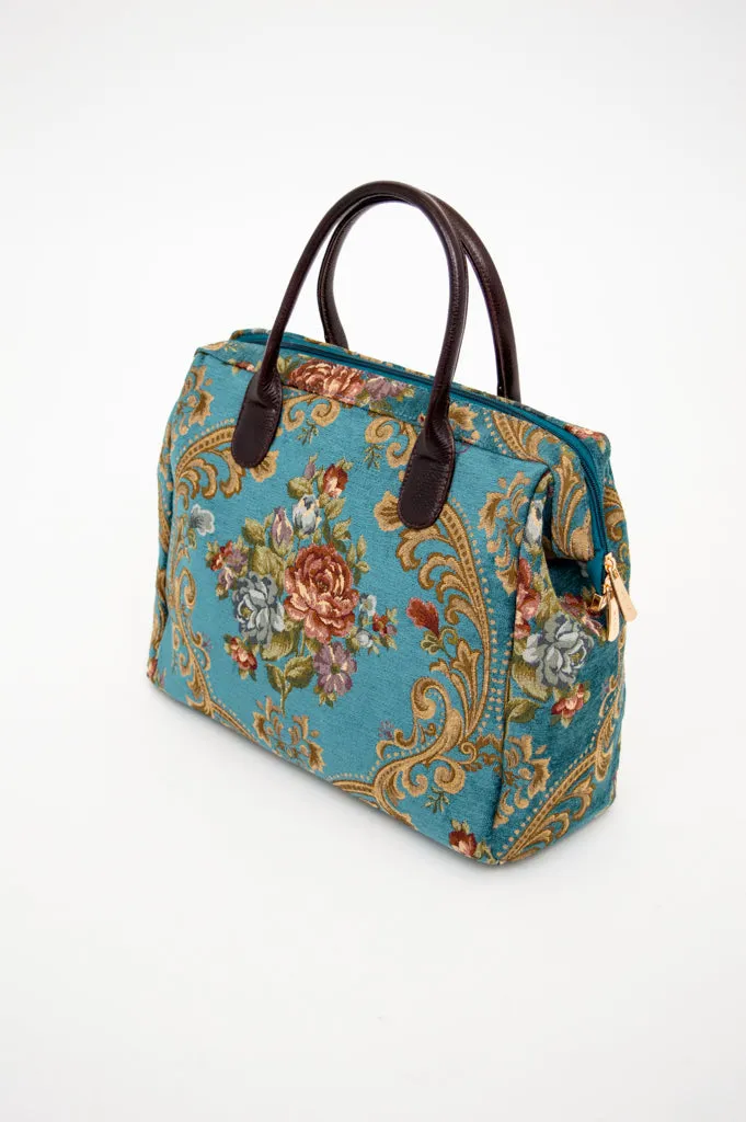Turquoise Victorian Flower Handbag