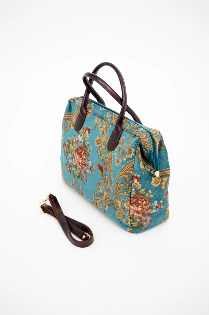 Turquoise Victorian Flower Handbag