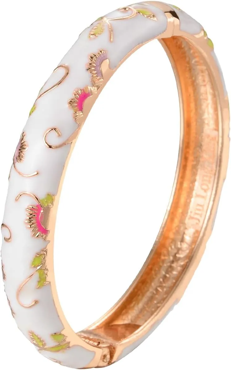 UJOY Bangles 5 Pcs Enamel Jewelry Set Rose Gold Flower Engraved Cloisonne Bracelets Pack in a Box 5PCS