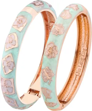 UJOY Bangles Bracelets Gorgeous Enameled Flower Cloisonne Gold Plated Indian Jewelry Sets Box for Womens Gift