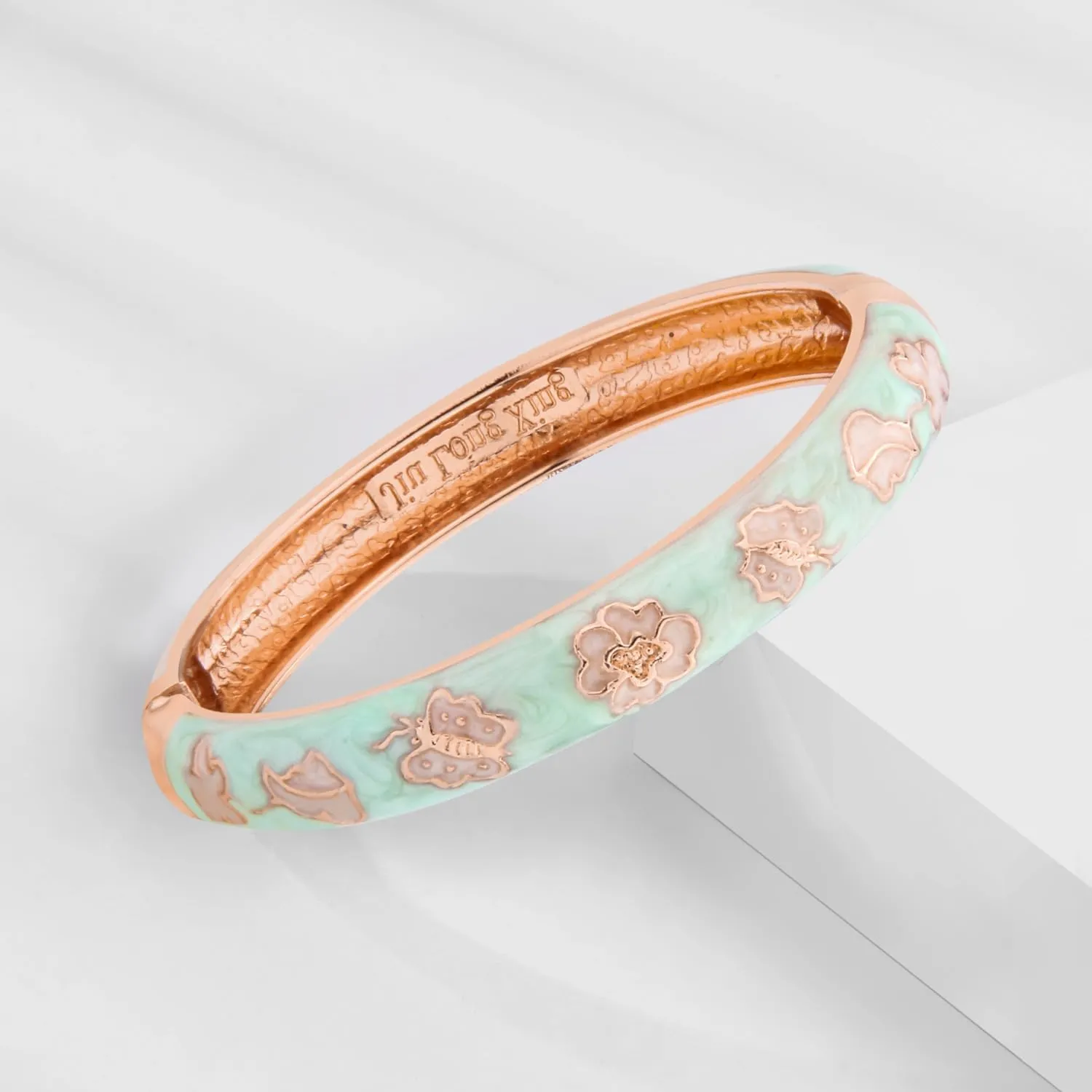 UJOY Bangles Bracelets Gorgeous Enameled Flower Cloisonne Gold Plated Indian Jewelry Sets Box for Womens Gift
