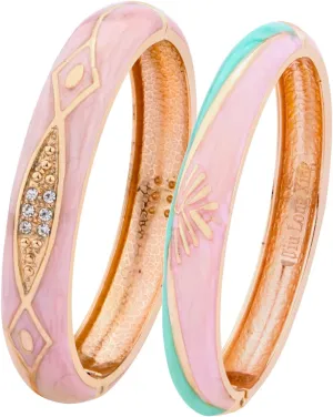 UJOY Colorful Cloisonne Bracelet Jewelry Enamel Handcraft Gold Spring Hinge Birthday Vacation Party Gifts Womens Bangles 55A48