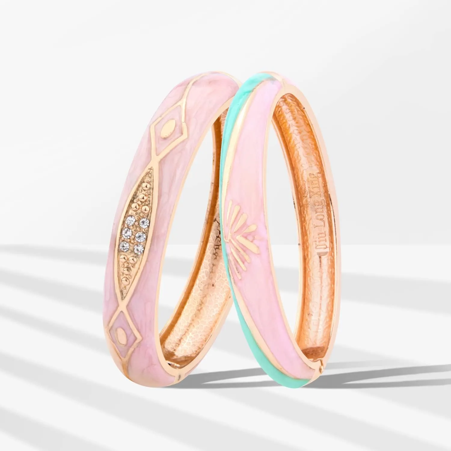 UJOY Colorful Cloisonne Bracelet Jewelry Enamel Handcraft Gold Spring Hinge Birthday Vacation Party Gifts Womens Bangles 55A48
