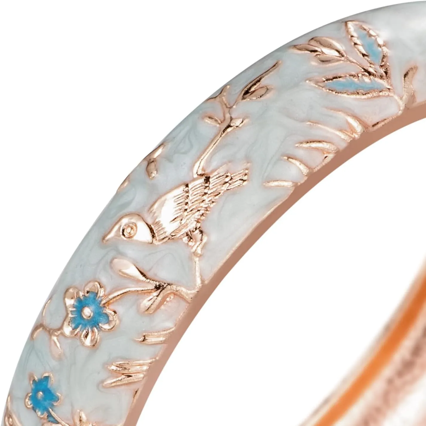 UJOY Colors Handcraft Jewelry Cloisonne Bracelet Enamel Bird Flower Spring Hinged Womens Bangles Gifts Box 55C49