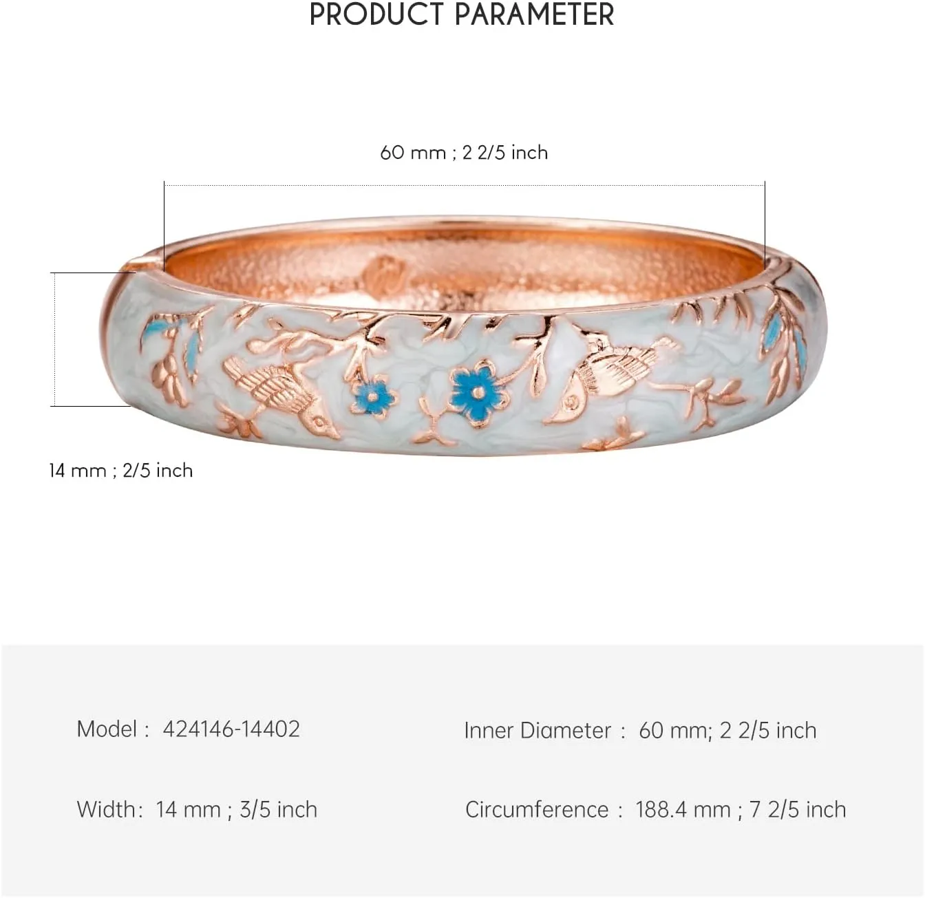 UJOY Colors Handcraft Jewelry Cloisonne Bracelet Enamel Bird Flower Spring Hinged Womens Bangles Gifts Box 55C49