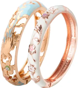 UJOY Colors Handcraft Jewelry Cloisonne Bracelet Enamel Hollowed Bird Spring Hinged Womens Bangles Gifts Box 88A31-55C49