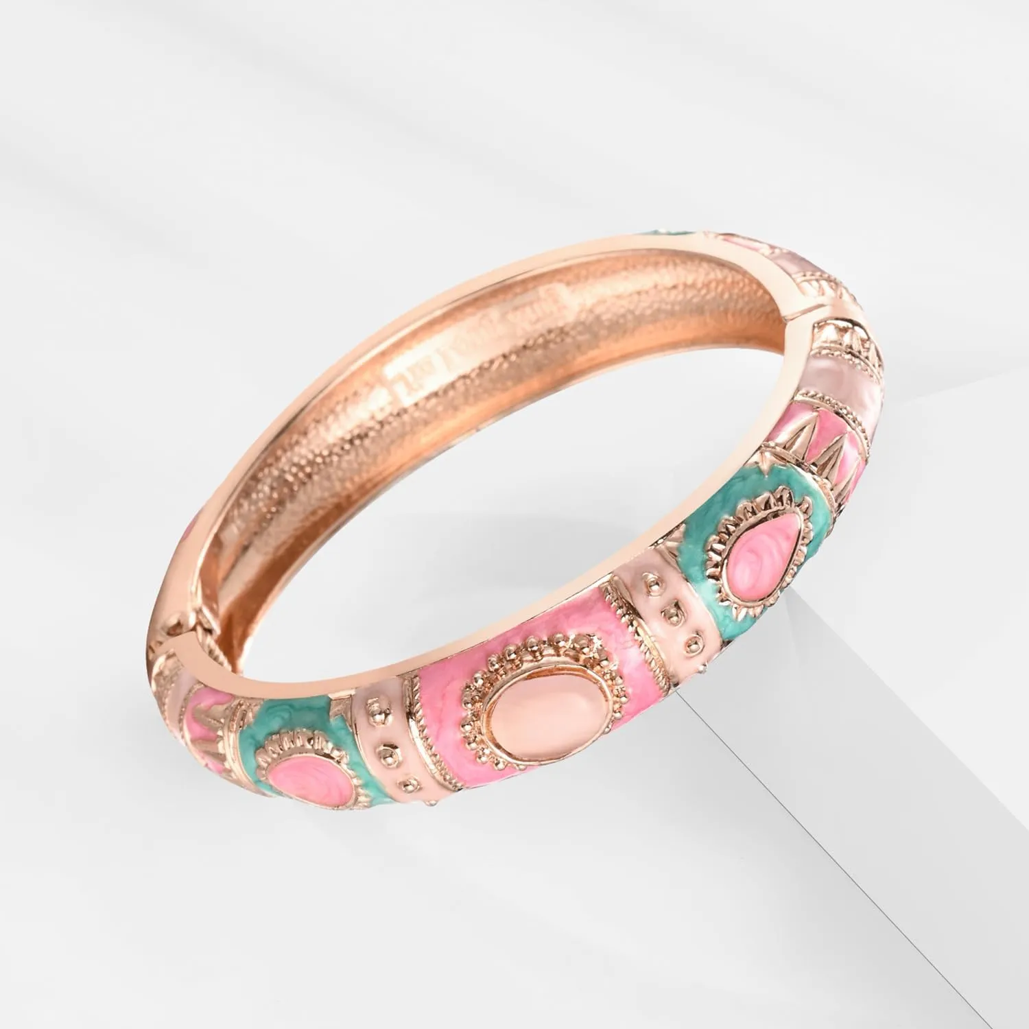 UJOY Vintage Jewelry Cloisonne Handcrafted Enameled Butterfly Flower Gorgeous Rhinestone Gold Hinged Cuff Bracelet Bangles Gifts 88A09