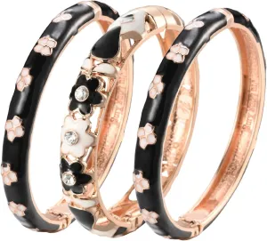 UJOY Womens Multi-Colors Cloisonne Bracelet Gold Plated Flower Hollowed Enameled Hinged Cuff Bangles Jewelry Gift 88A10