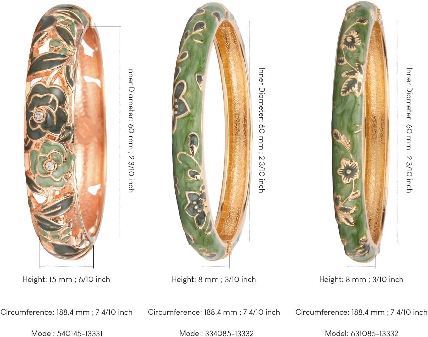 UJOY Womens Multi-Colors Cloisonne Bracelet Gold Plated Flower Hollowed Enameled Hinged Cuff Bangles Jewelry Gift 88A10