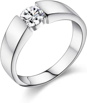 Uloveido Classic Platinum/Rose Gold Plated Round Brilliant Cut Cubic Zirconia Solitaire Wedding Engagement Rings J002