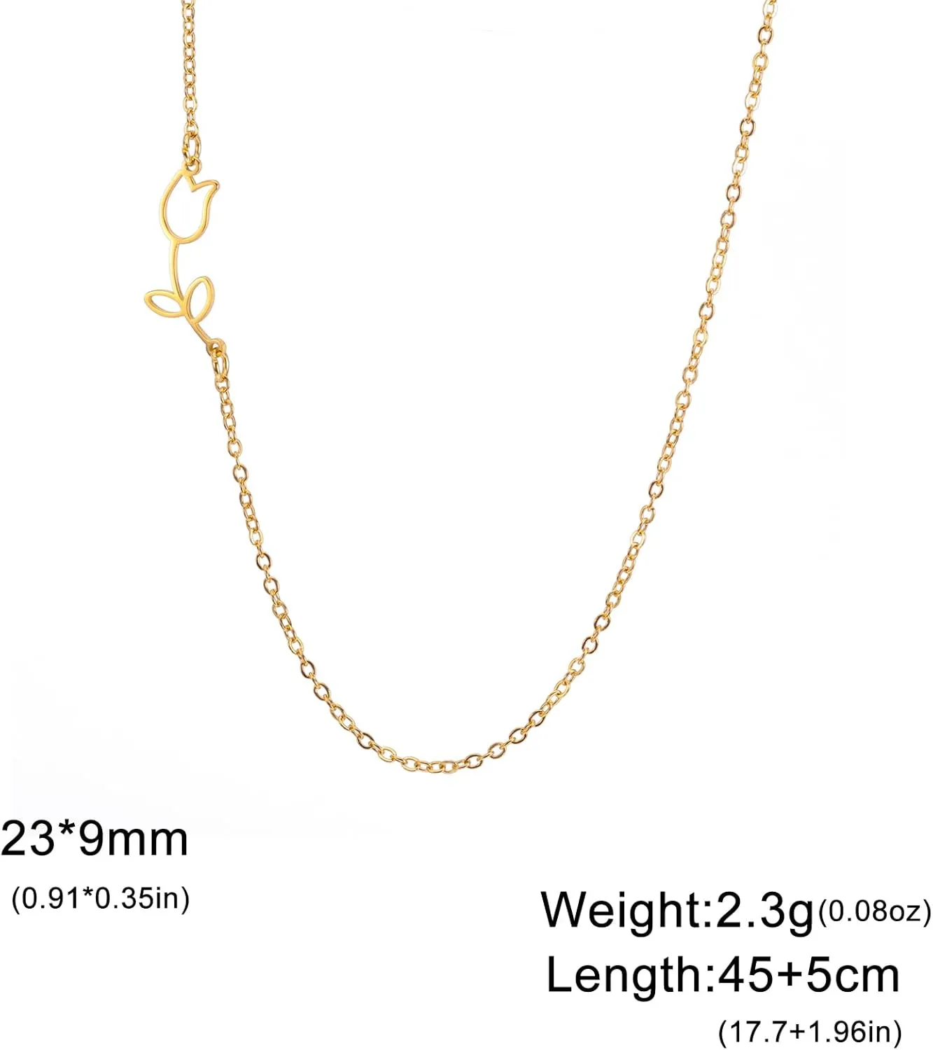 UNIFT Tulip Heart Necklace for Women Stainless Steel Dainty Elegant Opening Heart Tulip Flower Pendant Necklace Mother Tulip Lover Gift