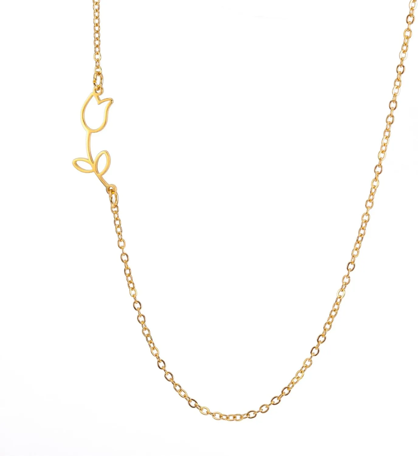 UNIFT Tulip Heart Necklace for Women Stainless Steel Dainty Elegant Opening Heart Tulip Flower Pendant Necklace Mother Tulip Lover Gift
