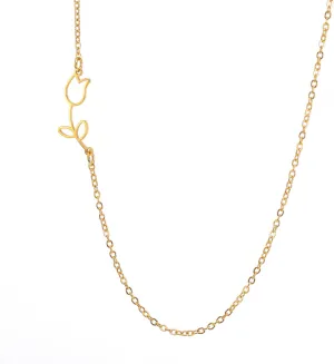 UNIFT Tulip Heart Necklace for Women Stainless Steel Dainty Elegant Opening Heart Tulip Flower Pendant Necklace Mother Tulip Lover Gift