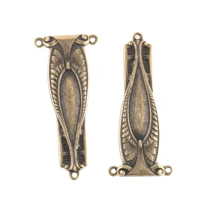 Victorian style oxidized brass connector/ pendant. 35mm. Pkg. 1. b9-0801