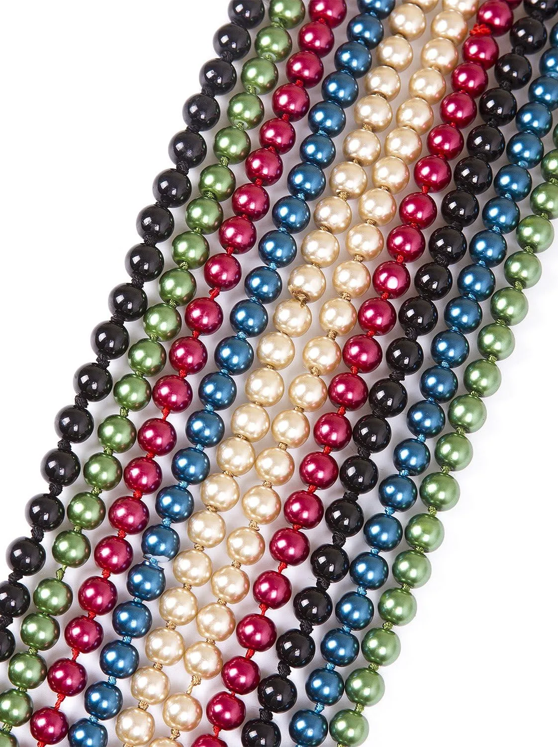 Vijiv 66" 8mm Glass Pearl 1920s Flapper Necklace Great Gatsby Accessories 6 Colors