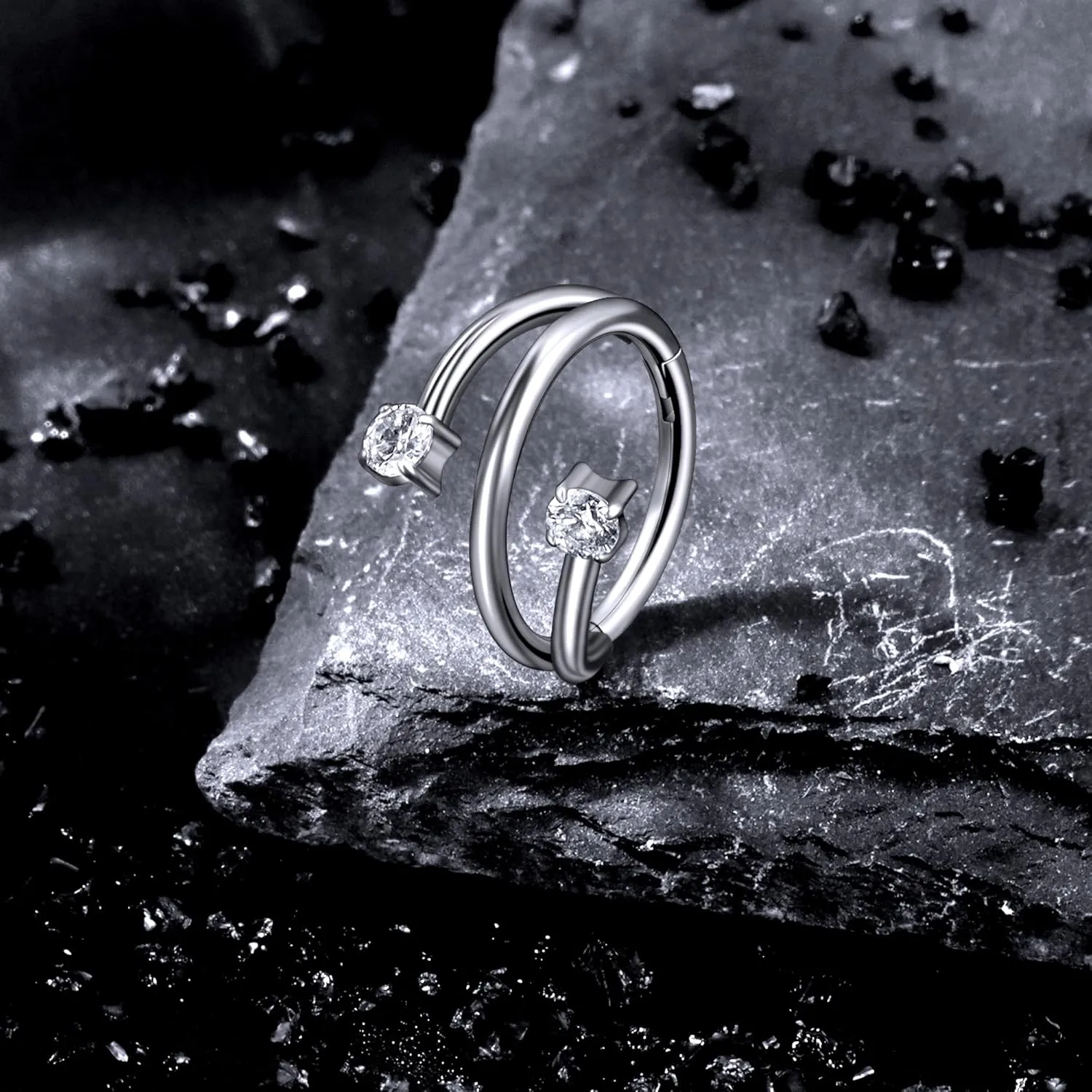 Vsnnsns Astm F136 Titanium Nose Rings Hoops 20G 18G 16G Tragus Daith Rook Helix Cartilage Conch Earrings Hoops Nose Rings Snake Bite Lip Rings Labret Piercing Jewelry Hoops For Women Men