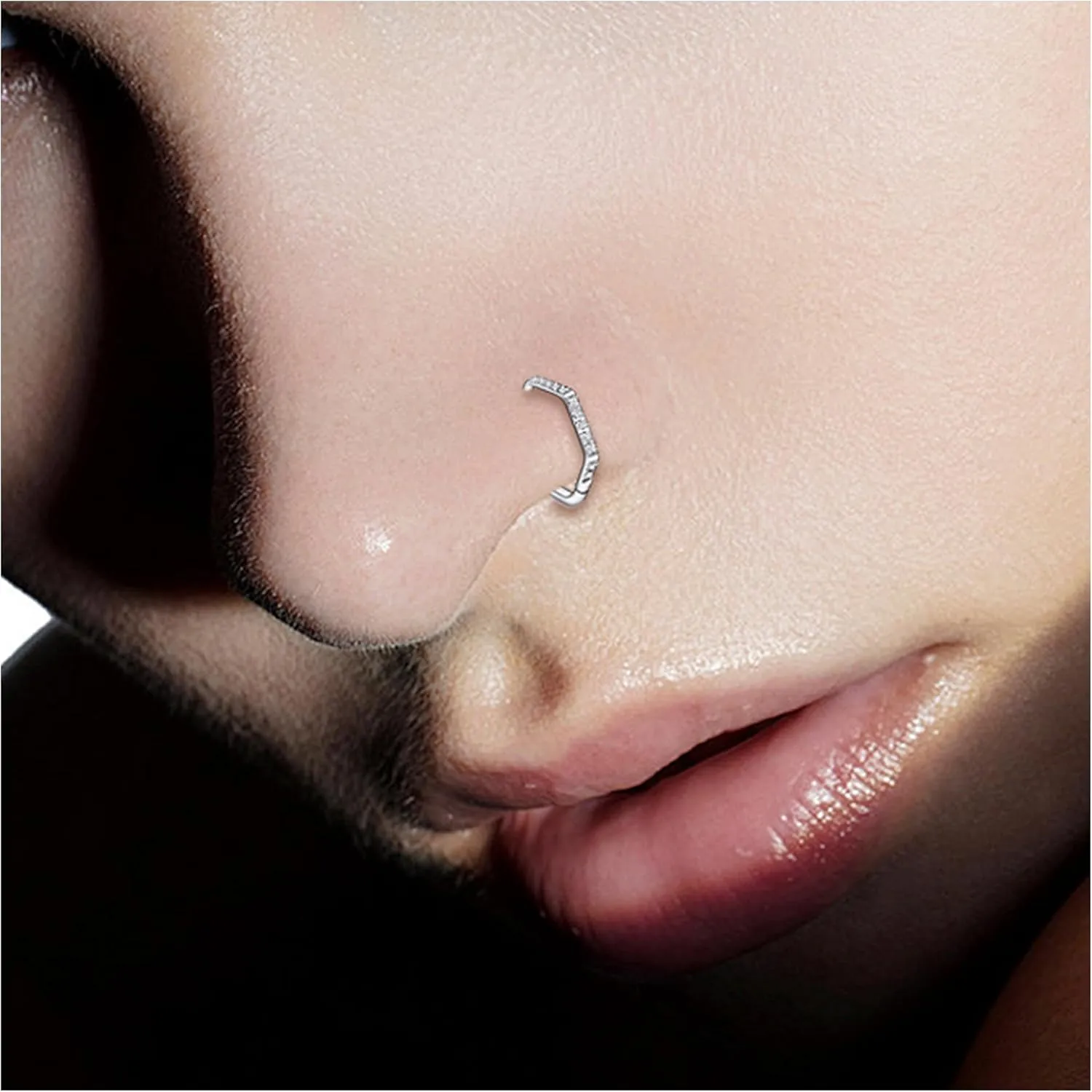 Vsnnsns Astm F136 Titanium Nose Rings Hoops 20G 18G 16G Tragus Daith Rook Helix Cartilage Conch Earrings Hoops Nose Rings Snake Bite Lip Rings Labret Piercing Jewelry Hoops For Women Men
