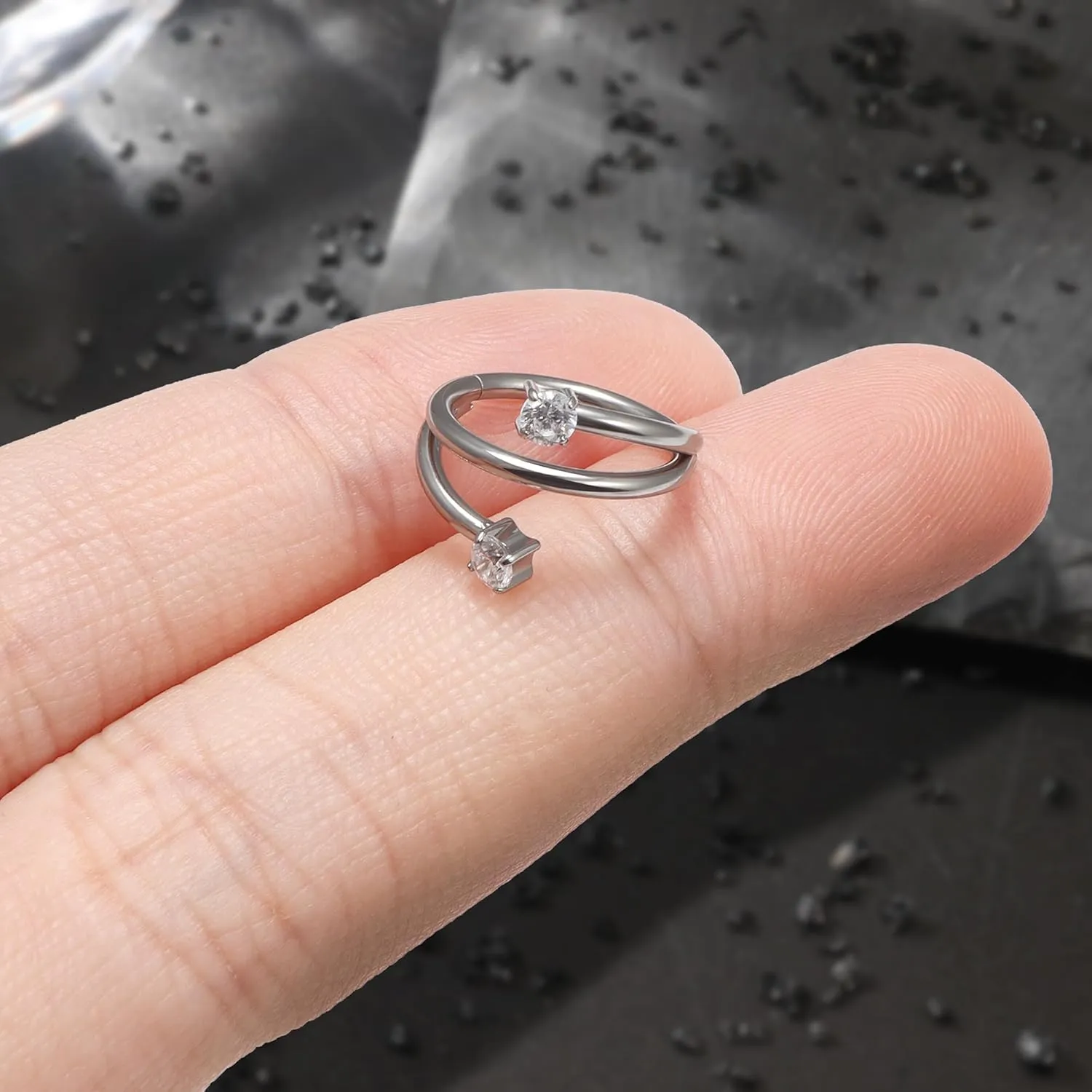 Vsnnsns Astm F136 Titanium Nose Rings Hoops 20G 18G 16G Tragus Daith Rook Helix Cartilage Conch Earrings Hoops Nose Rings Snake Bite Lip Rings Labret Piercing Jewelry Hoops For Women Men