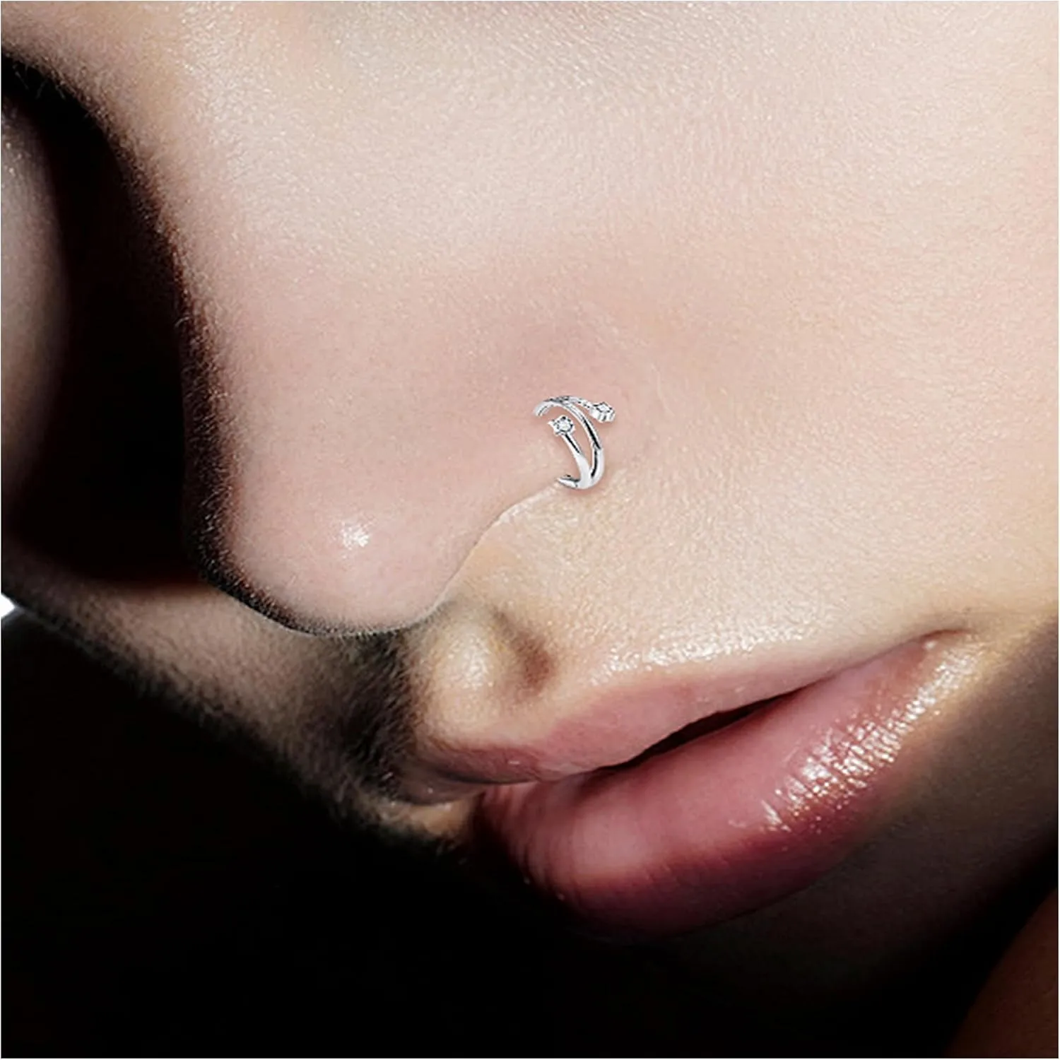 Vsnnsns Astm F136 Titanium Nose Rings Hoops 20G 18G 16G Tragus Daith Rook Helix Cartilage Conch Earrings Hoops Nose Rings Snake Bite Lip Rings Labret Piercing Jewelry Hoops For Women Men