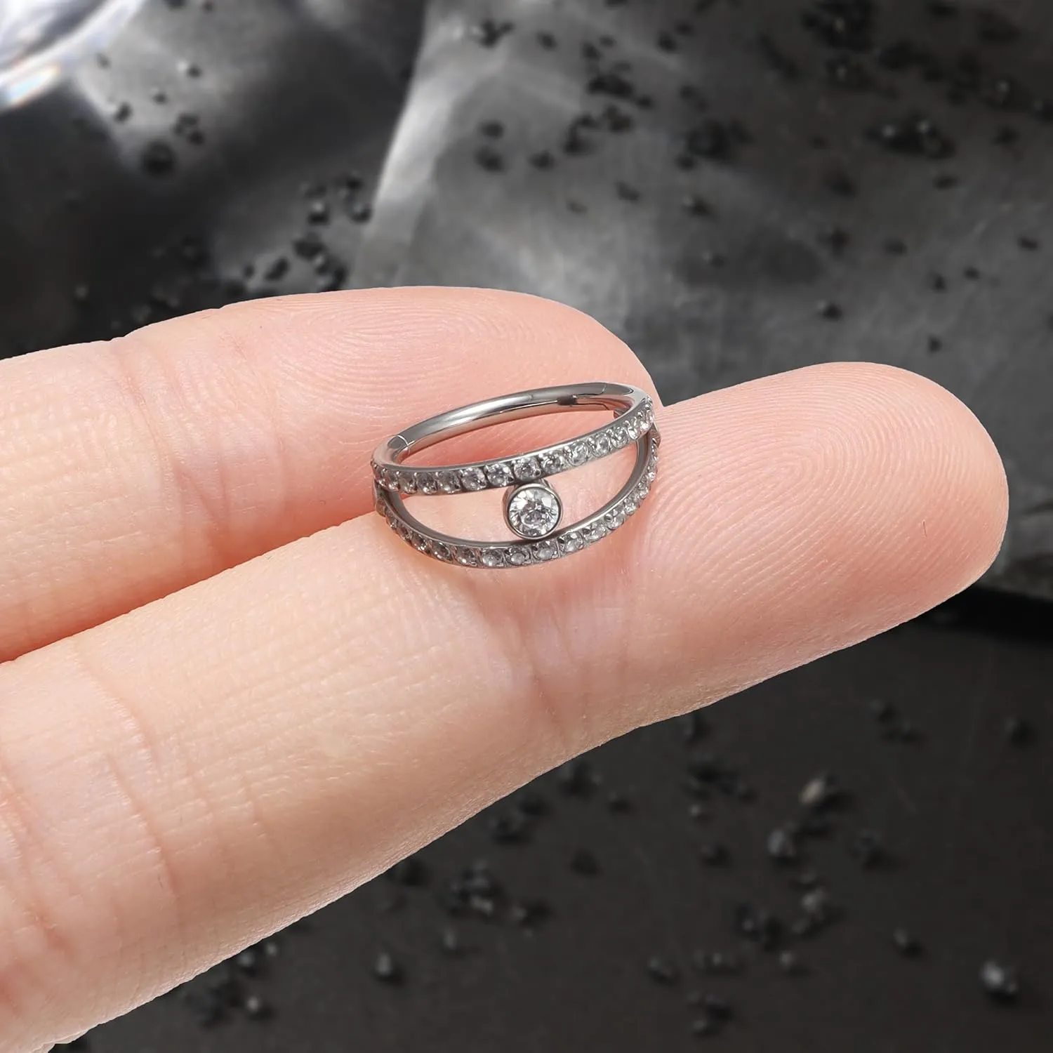 Vsnnsns G23 Titanium Double Nose Rings Hoops 20G 18G 16G Tragus Daith Rook Helix Cartilage Conch Earrings Hoops Nose Rings Snake Bite Lip Rings Labret Piercing Jewelry Hoops For Women Men