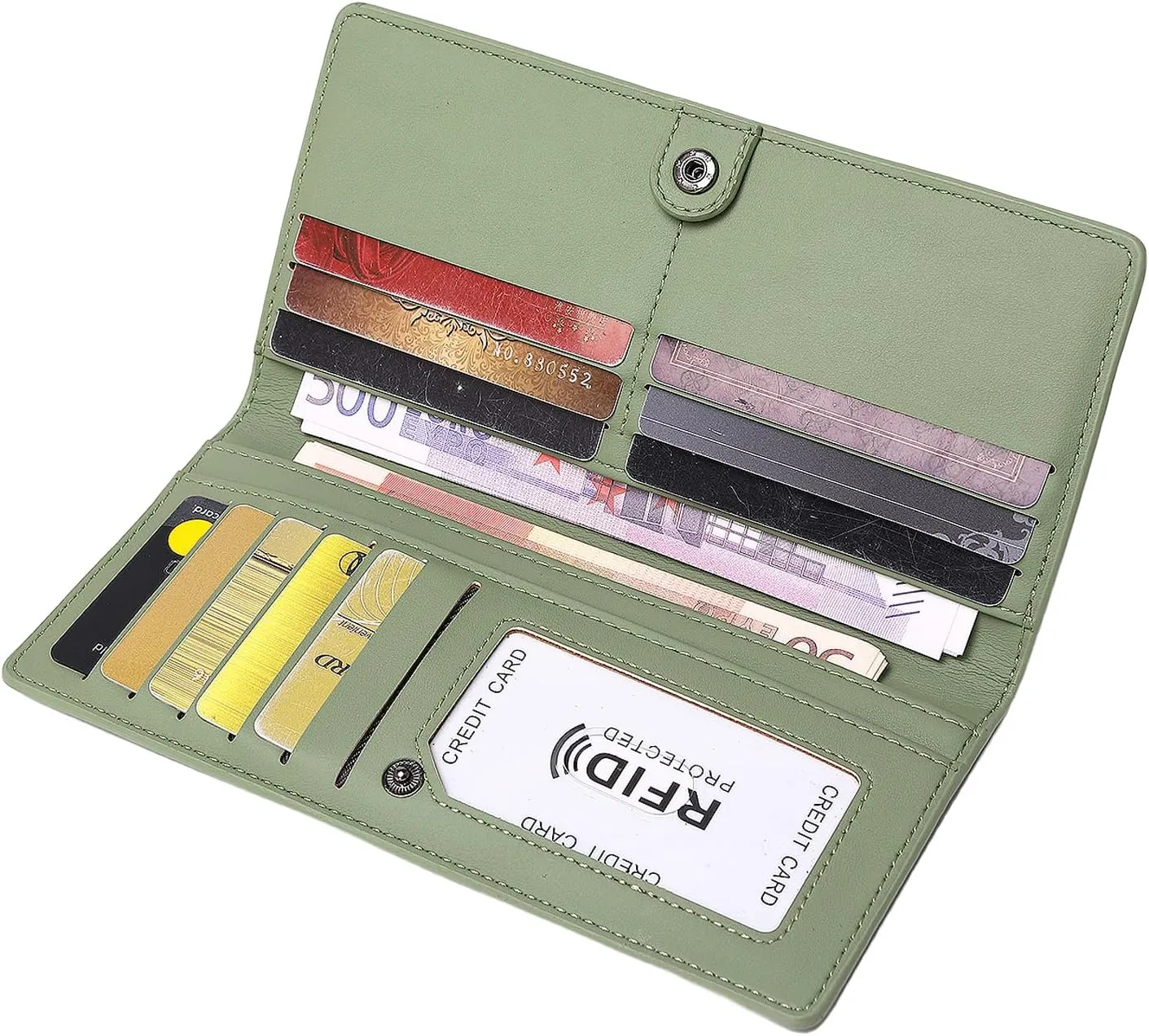 Wallets for Women Slim Thin Soft Leather RFID Blocking Credit Card Holder Bifold Long Ladies Wallet Clutch