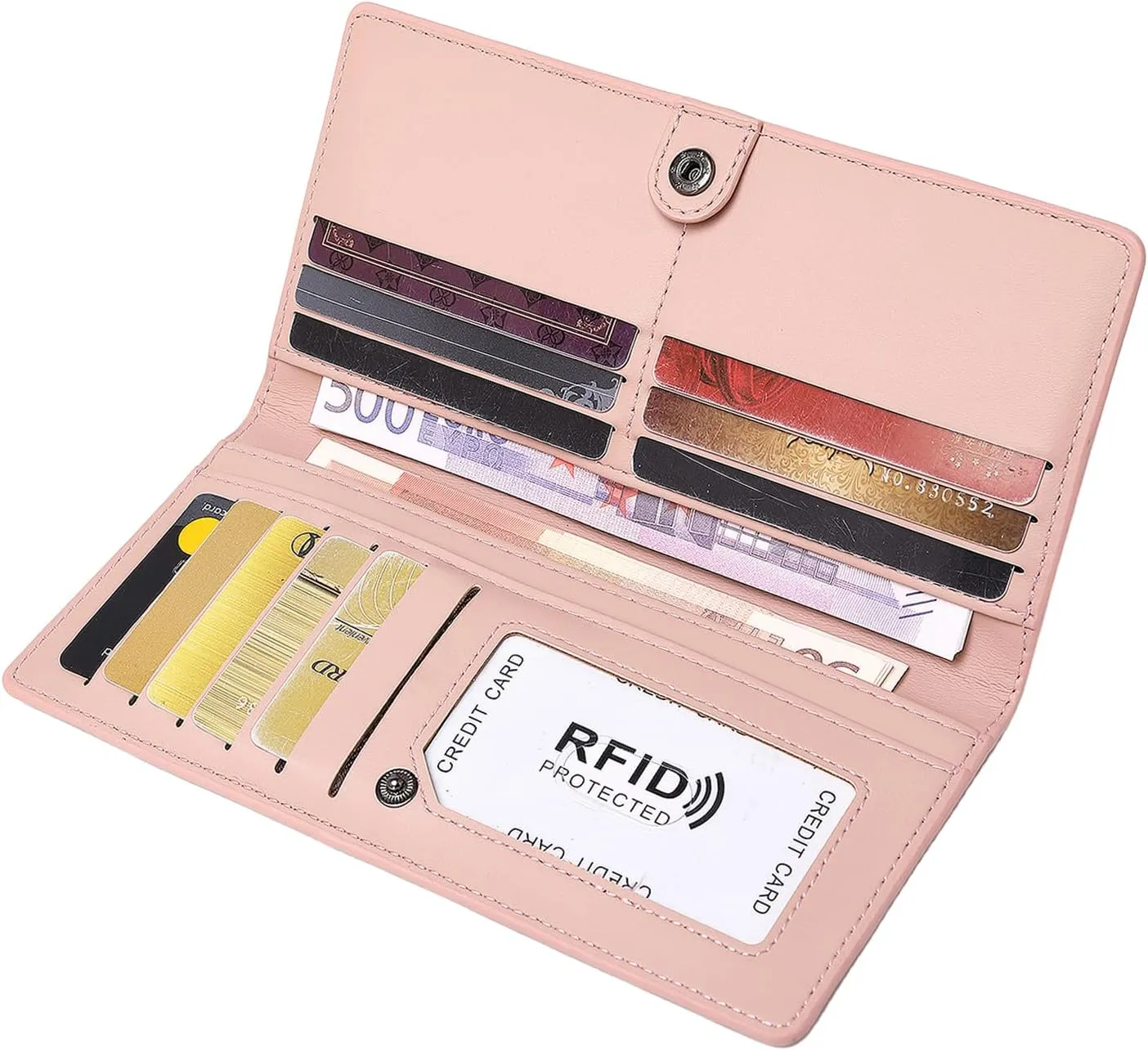 Wallets for Women Slim Thin Soft Leather RFID Blocking Credit Card Holder Bifold Long Ladies Wallet Clutch