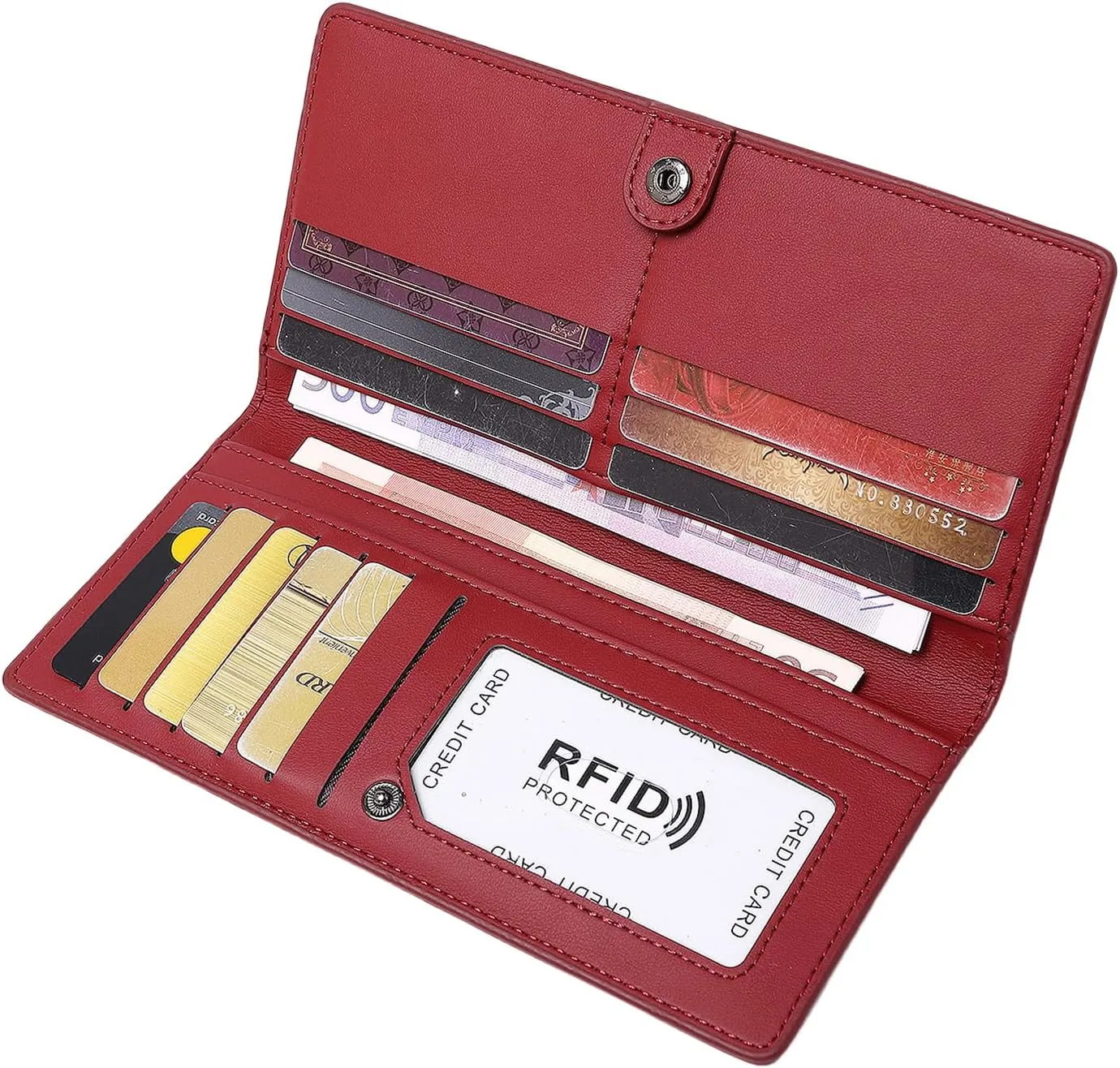 Wallets for Women Slim Thin Soft Leather RFID Blocking Credit Card Holder Bifold Long Ladies Wallet Clutch
