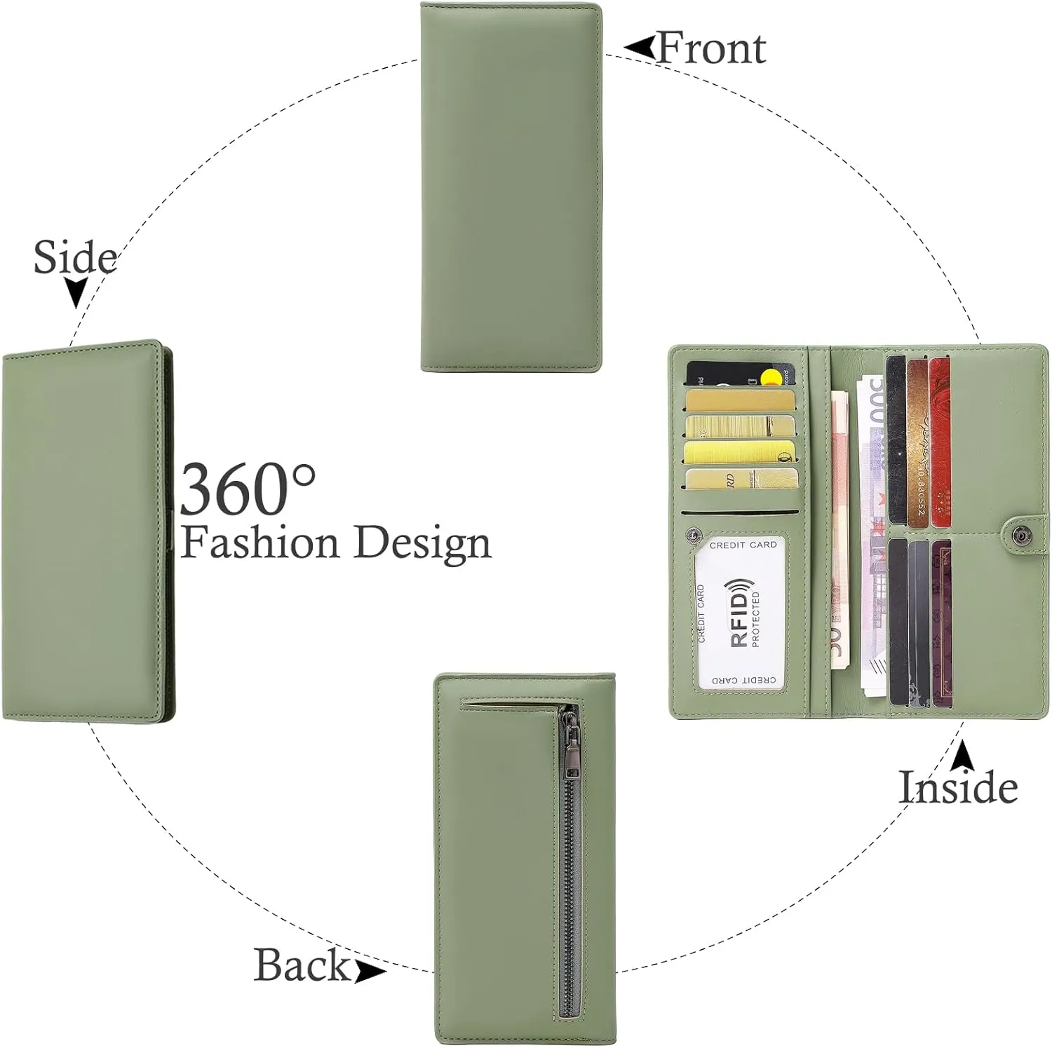 Wallets for Women Slim Thin Soft Leather RFID Blocking Credit Card Holder Bifold Long Ladies Wallet Clutch