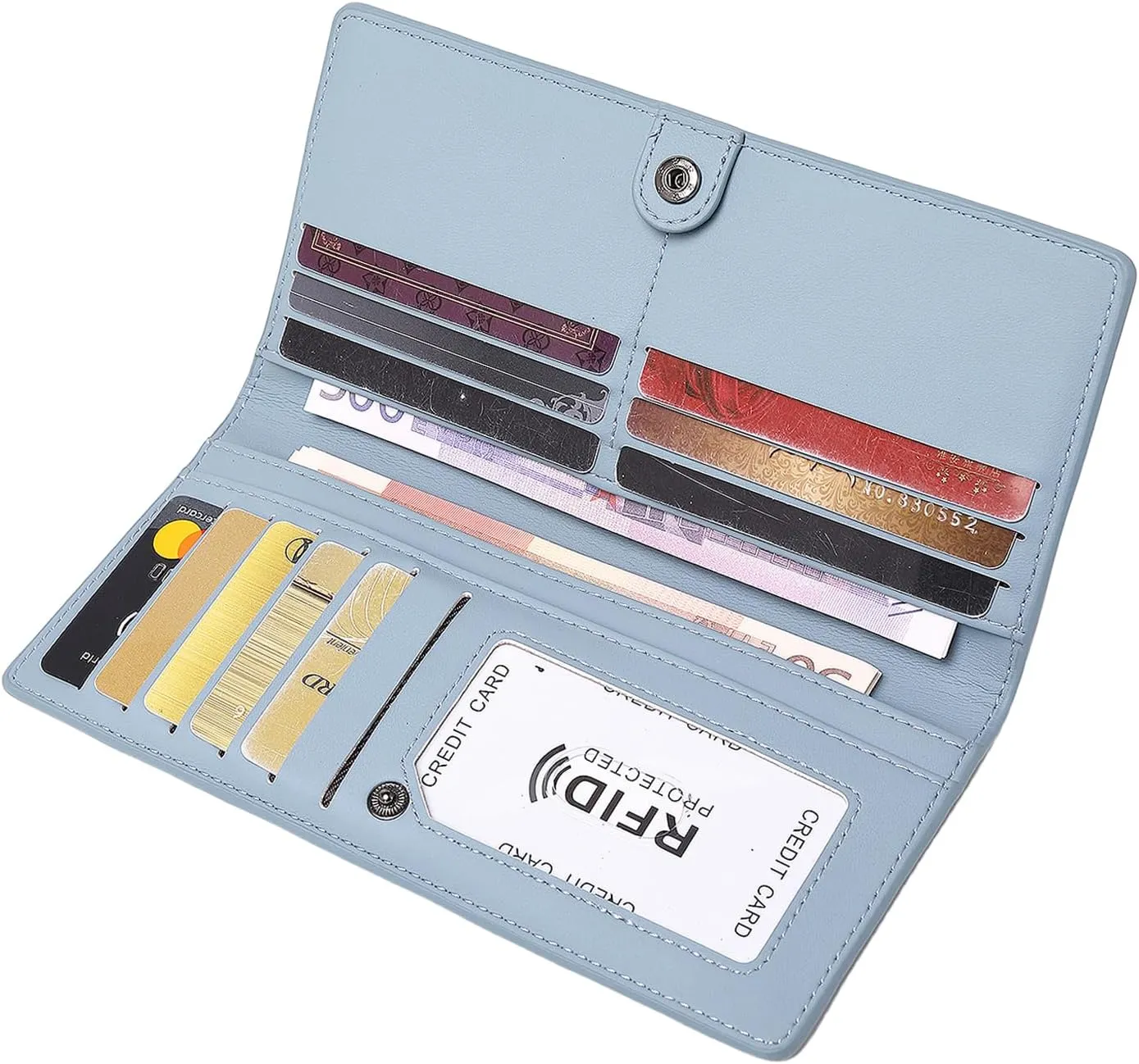 Wallets for Women Slim Thin Soft Leather RFID Blocking Credit Card Holder Bifold Long Ladies Wallet Clutch