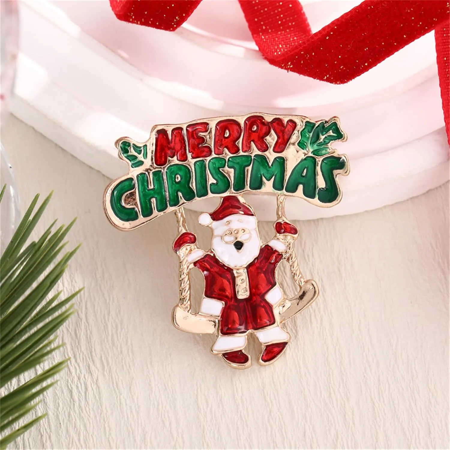 WCRAZYE Christmas Brooch Pins Colorful Rhinestone Crystal Enamel Christmas Tree Snowflake Bowknot Jingle Bell Reindeer Enamel Brooches Holiday Party Gift for Women