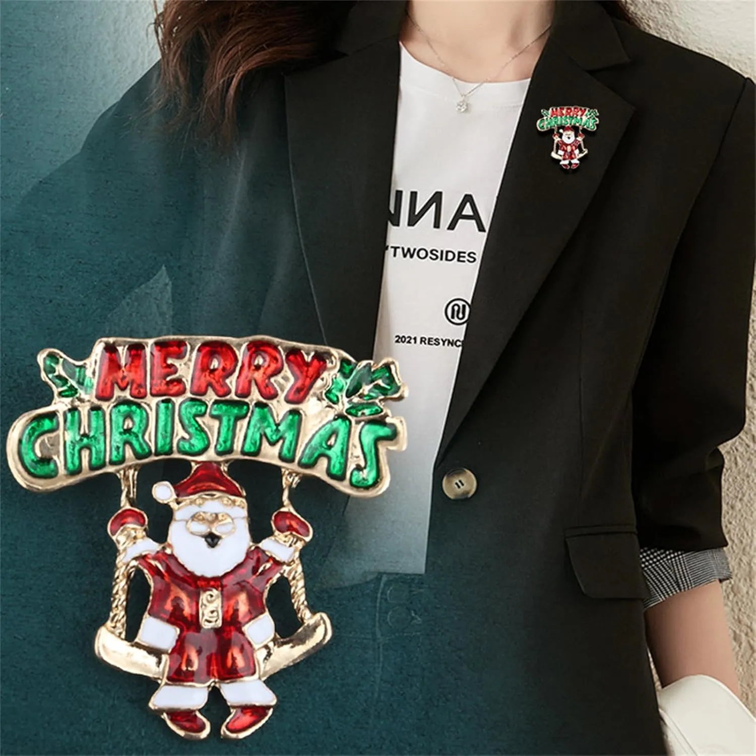 WCRAZYE Christmas Brooch Pins Colorful Rhinestone Crystal Enamel Christmas Tree Snowflake Bowknot Jingle Bell Reindeer Enamel Brooches Holiday Party Gift for Women