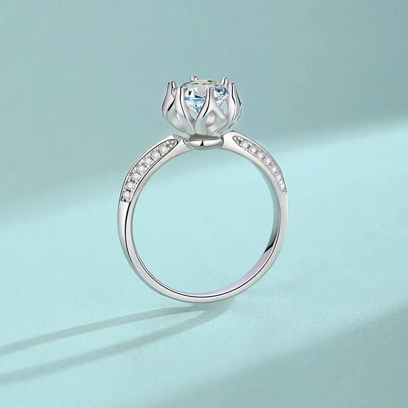 Wedding Bands for Couples Couple Rings Promise Rings for Her Moissanite Jewelry Engagement Fashion Rings unique for Women S925 Silver New Classic Lotus Moissanite Wedding Jewelry Gifts